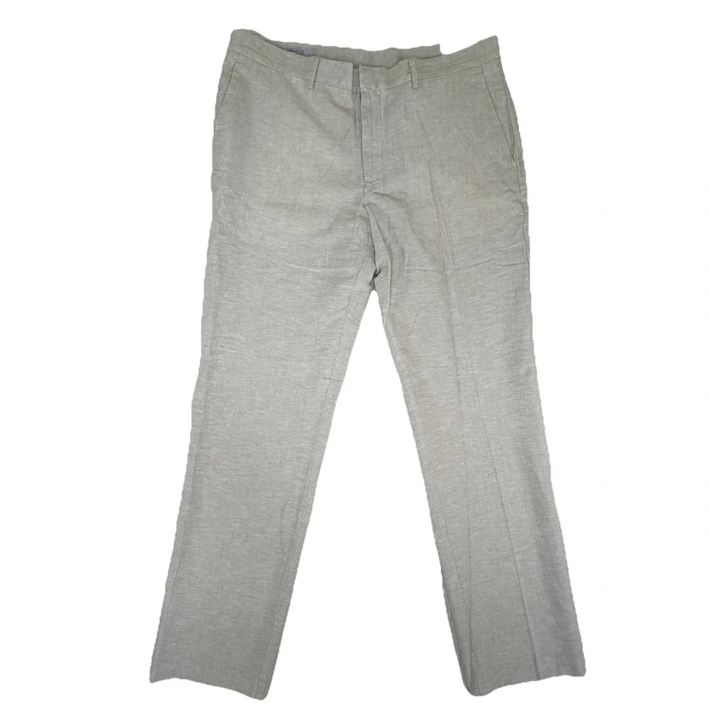 NWT Perry Ellis‎ Portfolio Men's Slim Fit Pants Sz 36x32 Natural Linen Blend $95